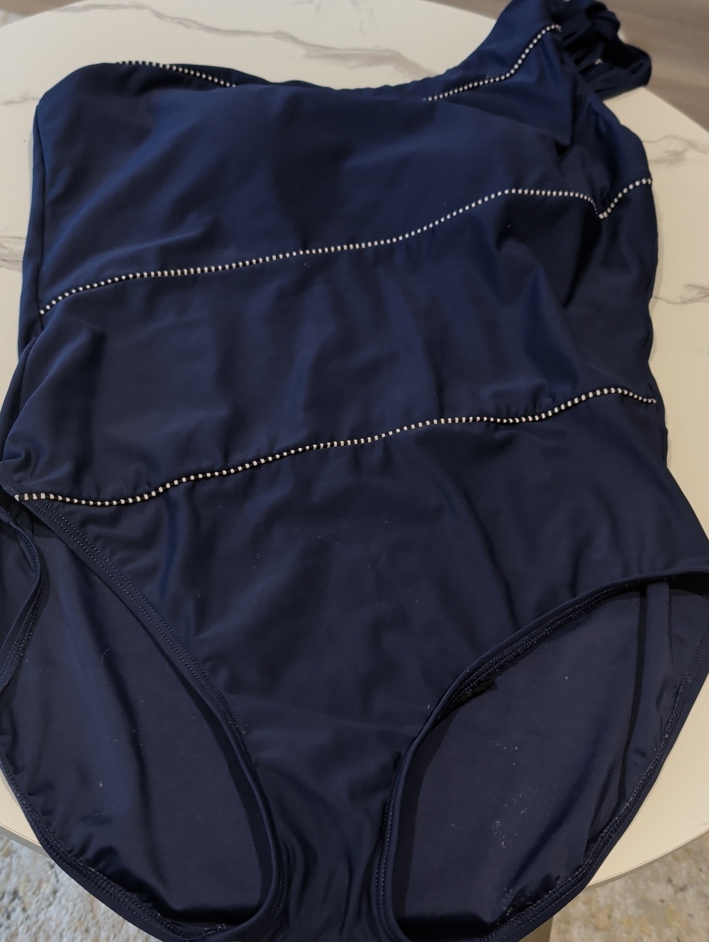 TALBOTS Size 16 Navy  One-piece Nautical Swimsuit
